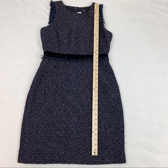 J Crew Sparkle Tweed sheath dress velvet frayed - Picture 5 of 12